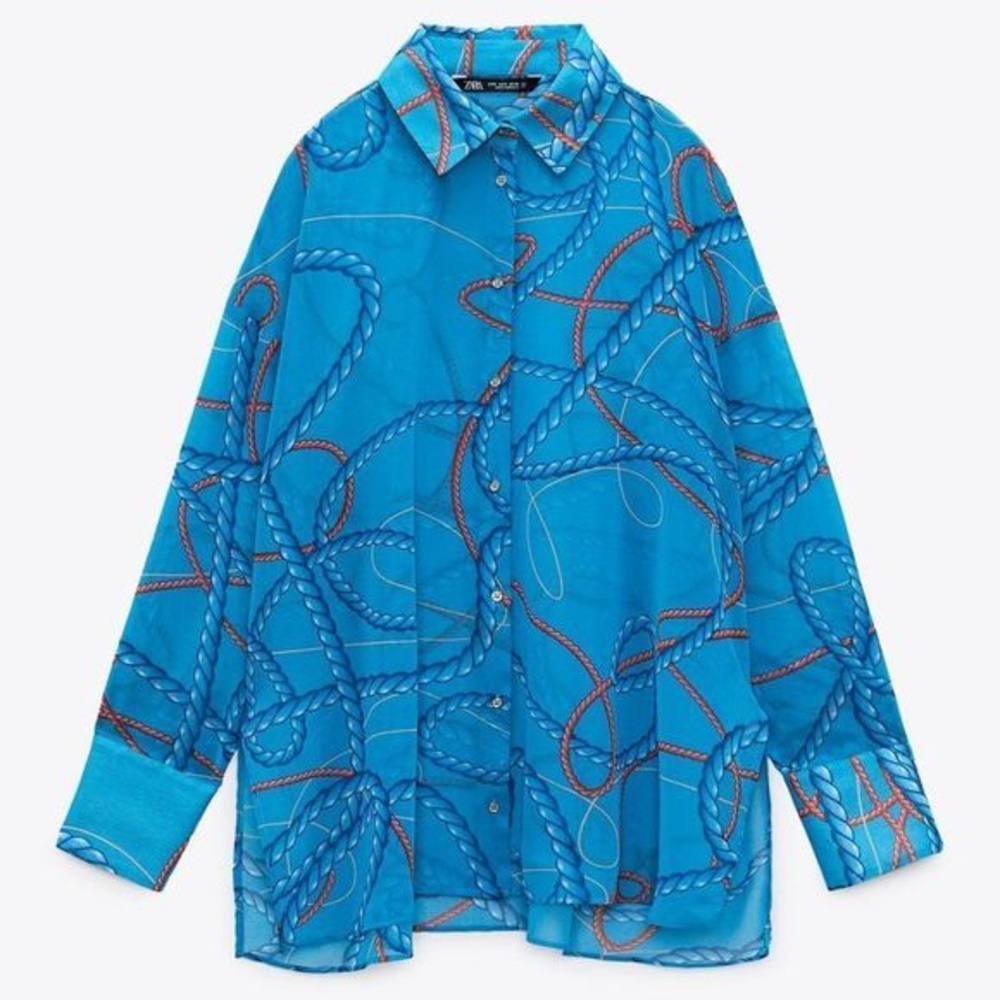 Zara Nautical Print Shirt Size L
